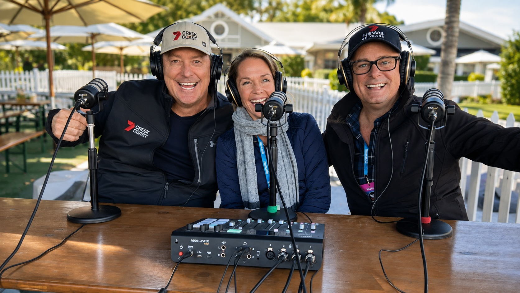 Katie and Paul recording the Travel Australia Podcast on location