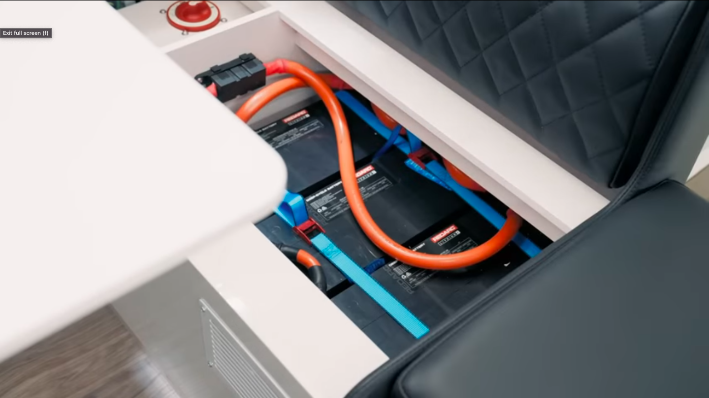 Lithium batteries under seat